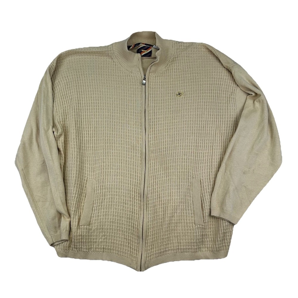 Vintage Pelle Pelle Cardigan Cotton Blend  Zip Sweater 4XL Gold Accents Rare